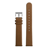 18 MM Italian Vegetable Tanned Leather Camel Strap Silver Buckle For Fits All 36 MM Watches
