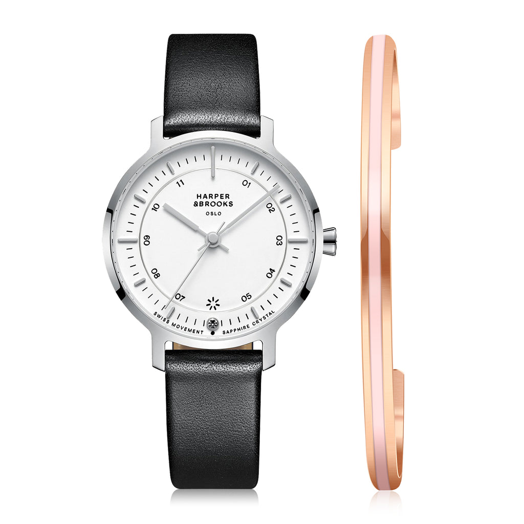 Bracelet Watch Set ,Bauhaus 32mm Silver/Black