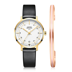 Bracelet Watch Set ,Bauhaus 32mm Gold/Black