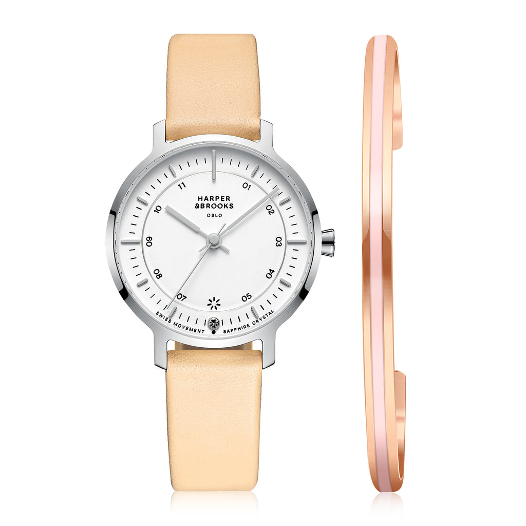 Bracelet Watch Set ,Bauhaus 32mm Silver/Natura