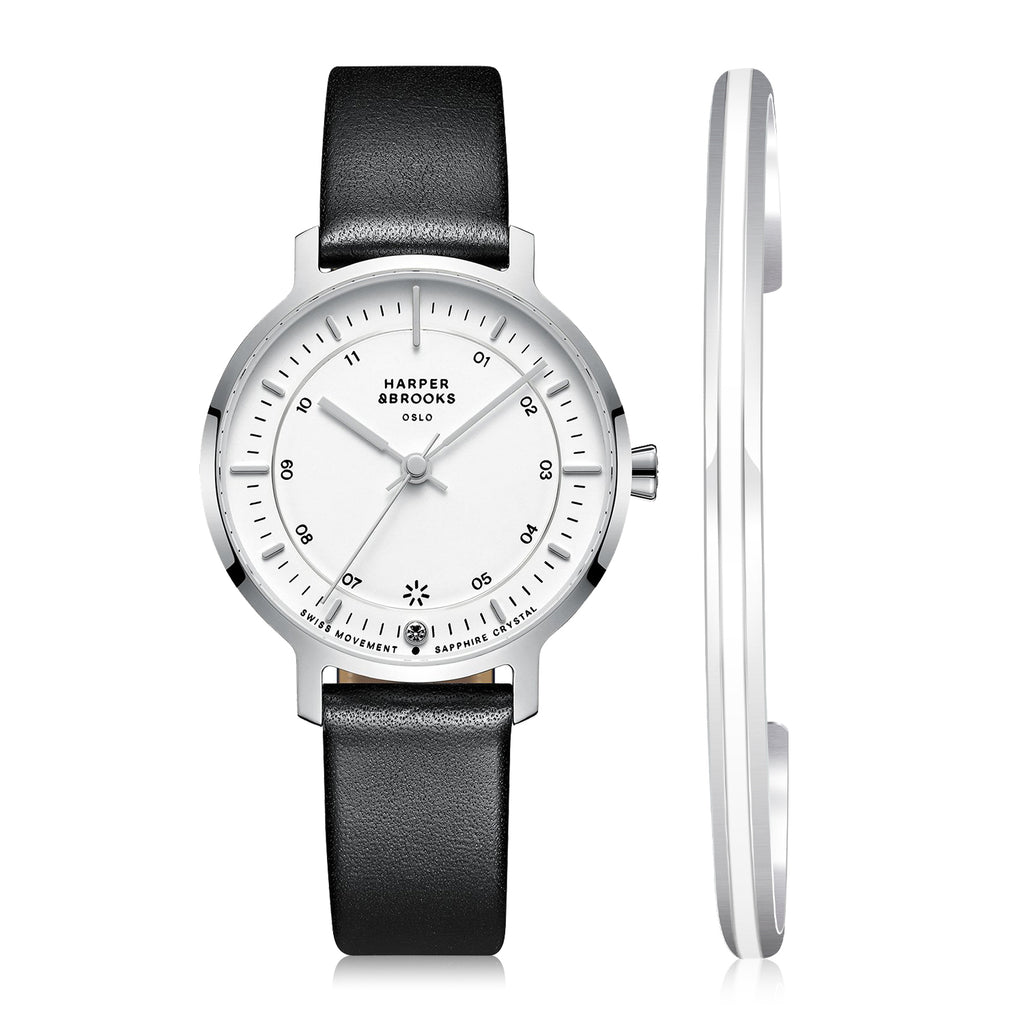 Bracelet Watch Set ,Bauhaus 32mm Silver/Black