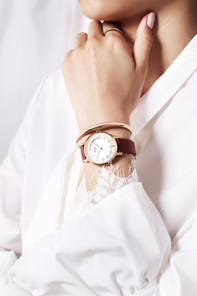 Bracelet watch set ,Bauhaus 32mm Rose/Red