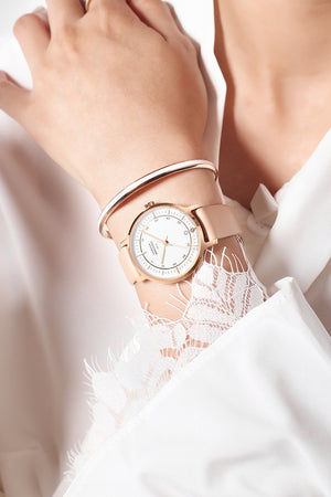 Bangle Watch Set ,Bauhaus 32mm Rose/Natura