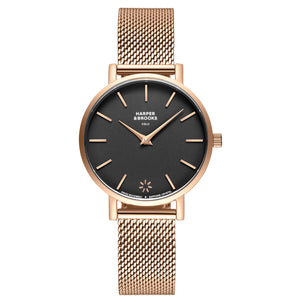 SAGA 32MM MESH ROSE GOLD Black / Rose Gold