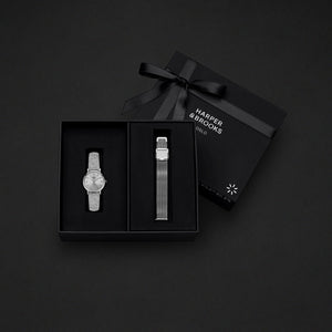 SAGA 28MM WOOL FROST SILVER + SILVER MESH STRAP